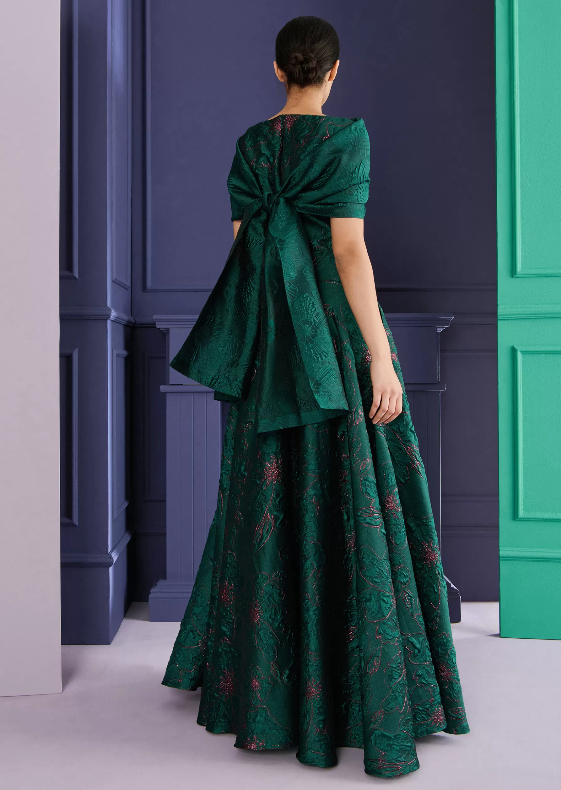 Wraps & Stoles-Talbot Runhof Stole Kitty9 Cypressgreen