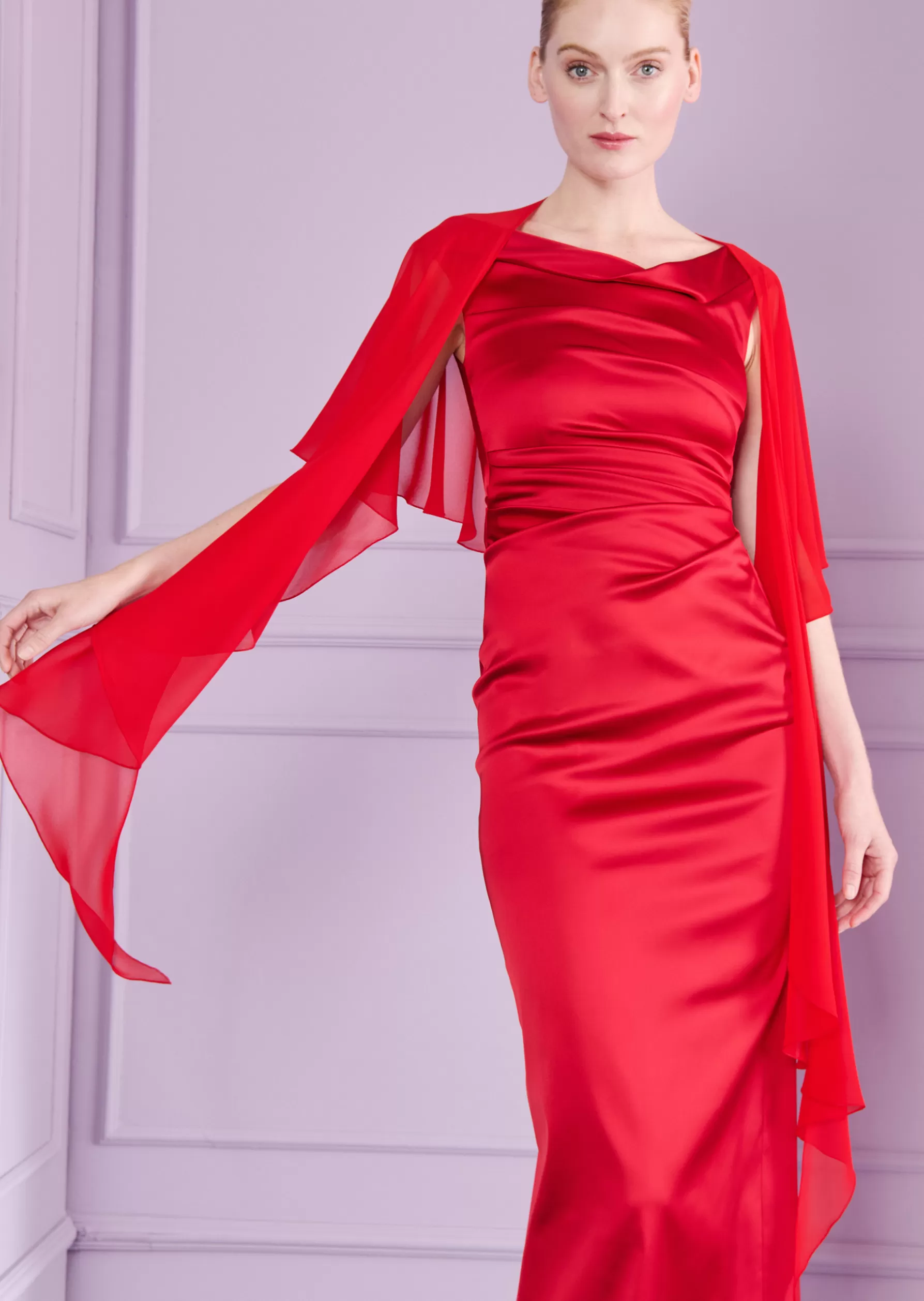 Wraps & Stoles-Talbot Runhof Stole Lilo1 Scarletrot