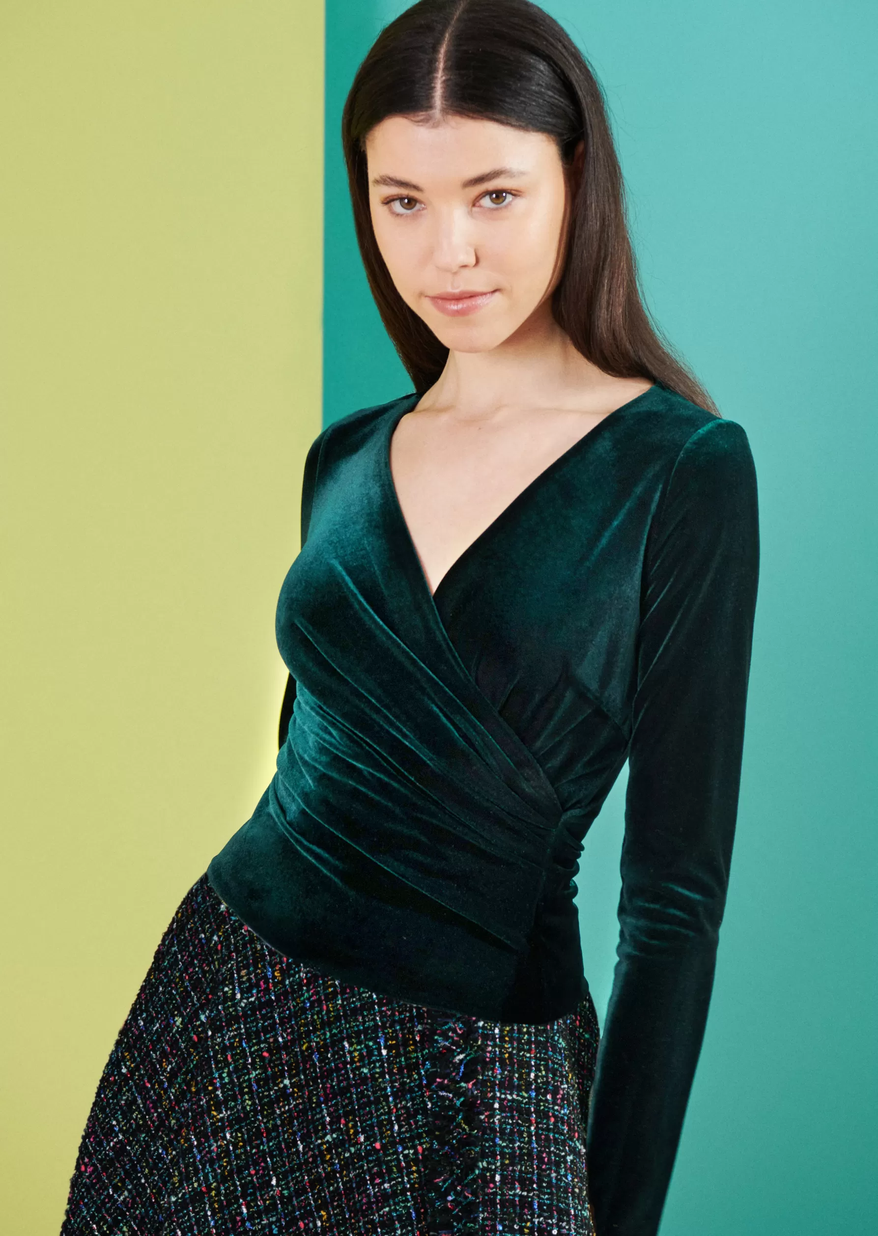 Tops-Talbot Runhof Top Cassiopeia5 Huntergreen